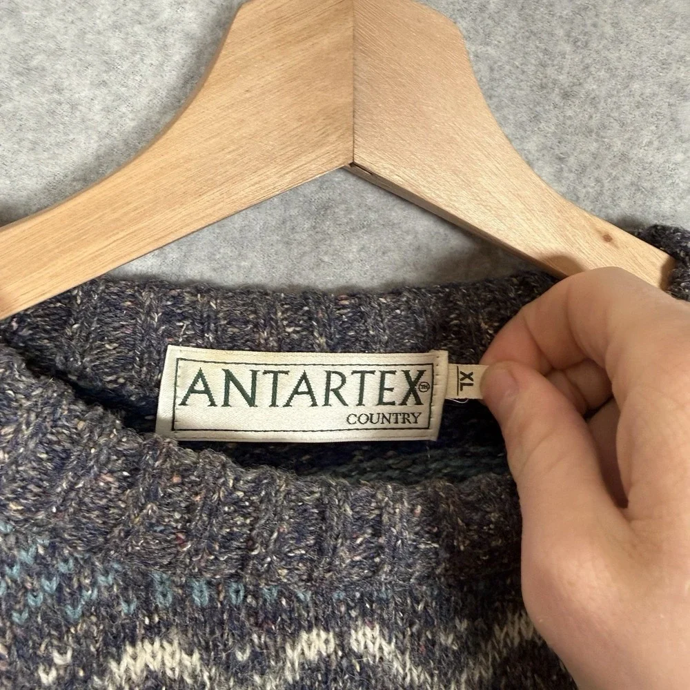 Antartex Sweater Mens XL Wool Silk Vintage 90s Patterned